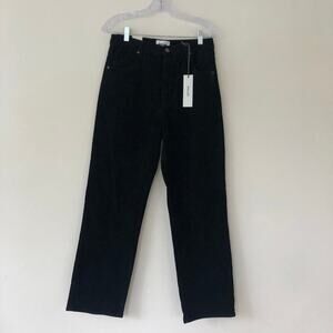 Free People x Rolla's Original High Rise Straight Corduroy Jet Black Pants 31